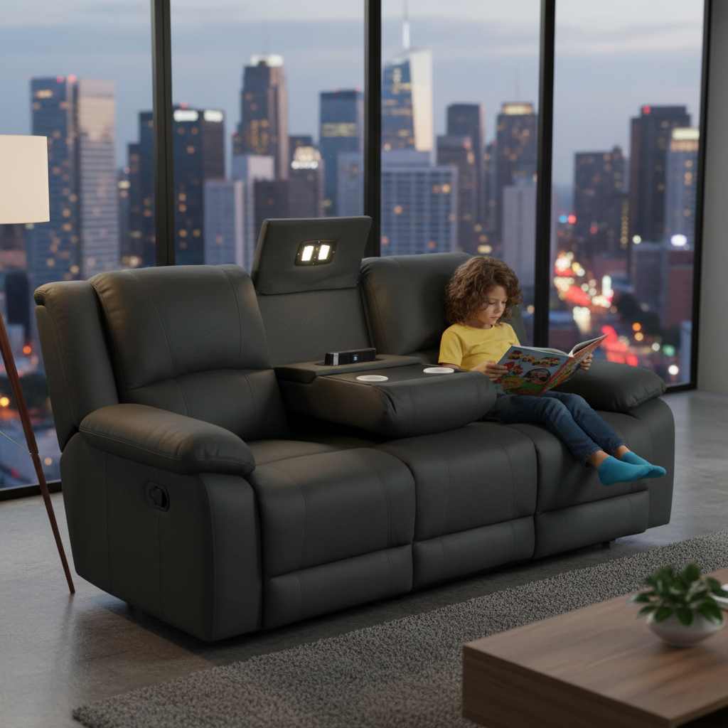 Cooma Fabric Electric Recliner Sofa 3 Seater - Charcoal