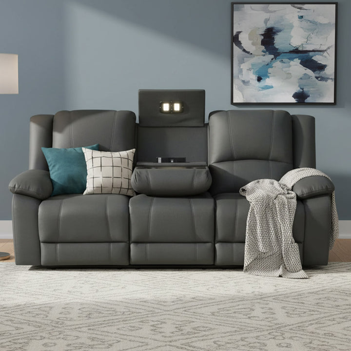 Cooma Fabric Electric Recliner Sofa 3 Seater - Charcoal