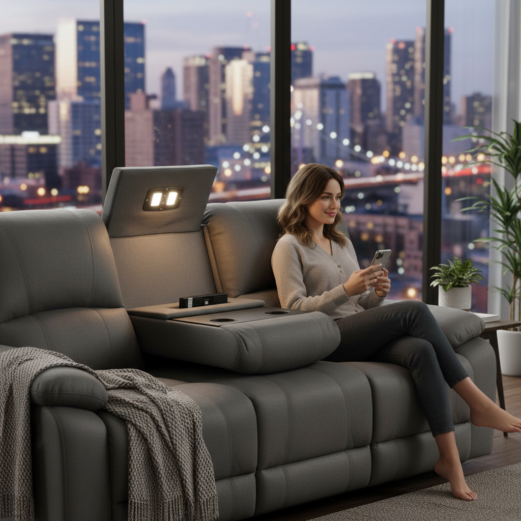 Cooma Fabric Electric Recliner Sofa 3 Seater - Coffee