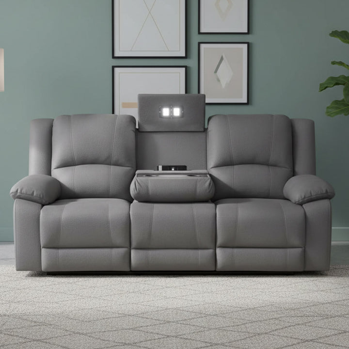 Cooma Fabric Electric Recliner Sofa 3 Seater - Coffee