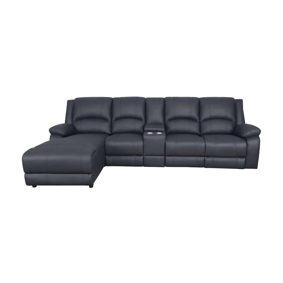 Cooma Fabric Recliner LHF Chaise Sofa - Black