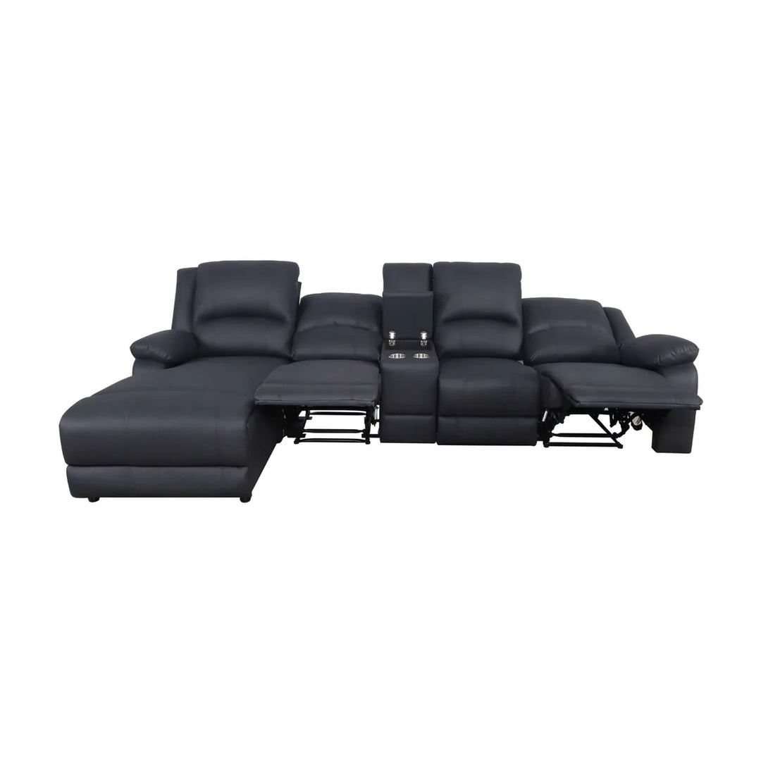 Cooma Fabric Recliner LHF Chaise Sofa - Black
