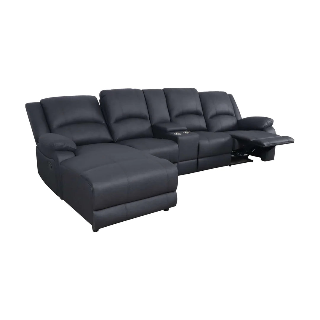 Cooma Fabric Recliner LHF Chaise Sofa - Black