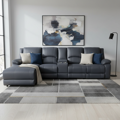 Cooma Fabric Recliner LHF Chaise Sofa - Black