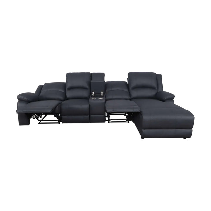 Cooma Fabric Recliner RHF Chaise Sofa - Black