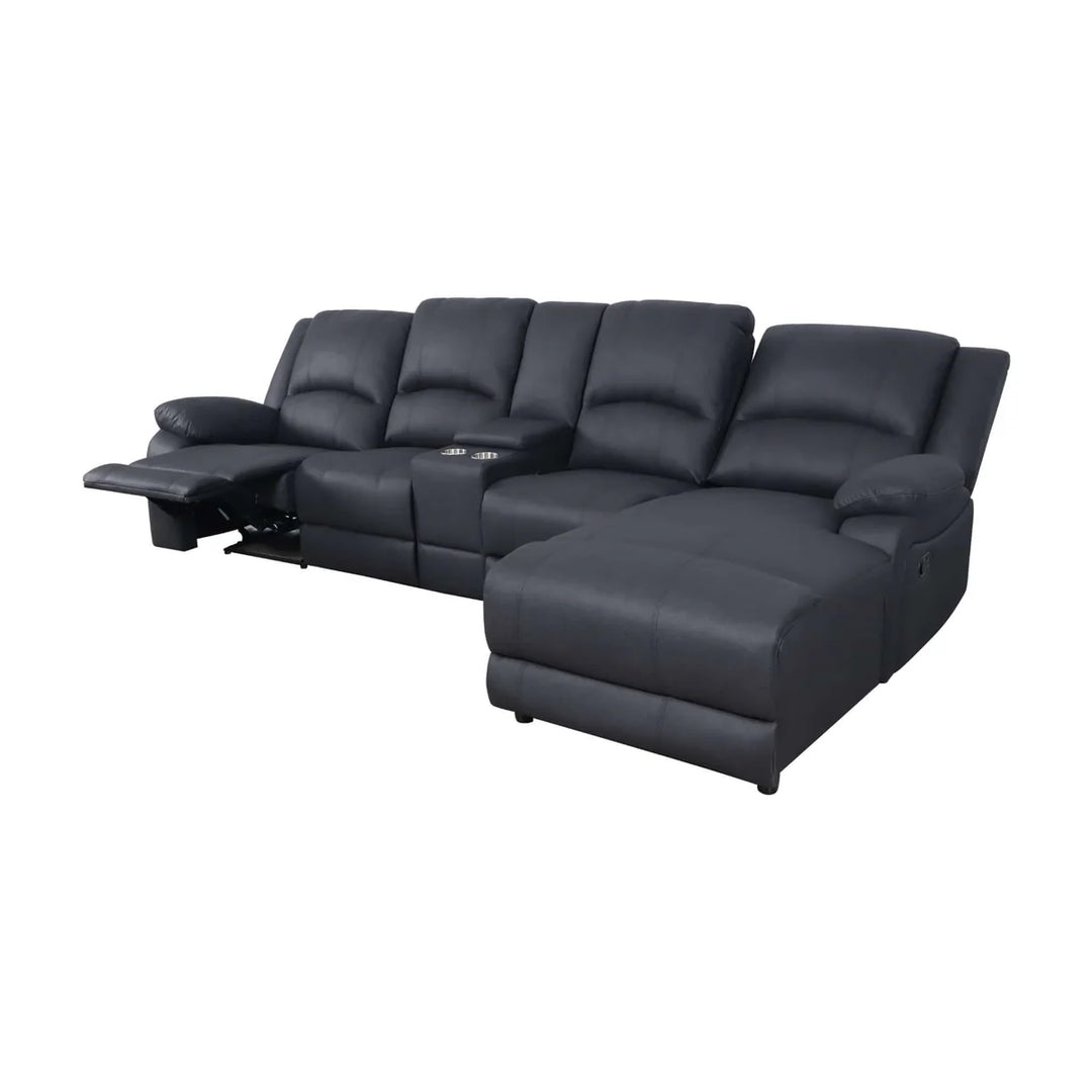 Cooma Fabric Recliner RHF Chaise Sofa - Black