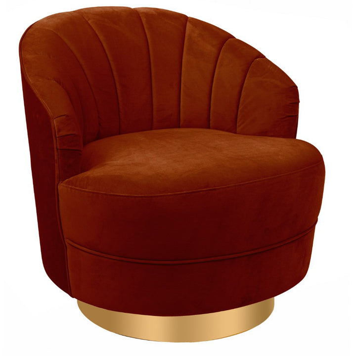 Corbelle Velvet Swivel Accent Chair - Sunburnt Orange
