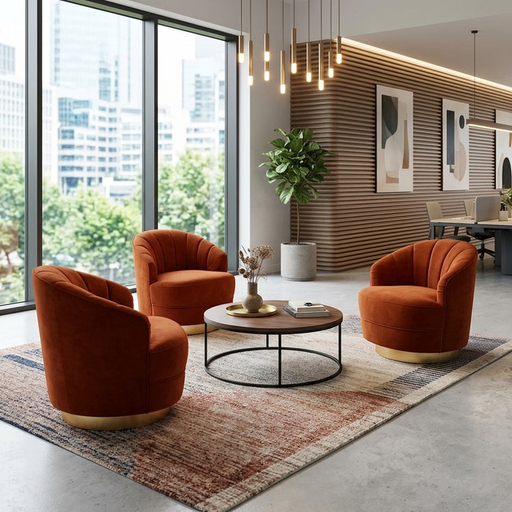 Corbelle Velvet Swivel Accent Chair - Sunburnt Orange