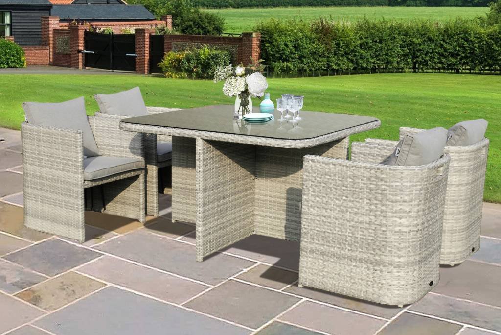 IKAROS 5 Piece Wicker Outdoor Dining Set