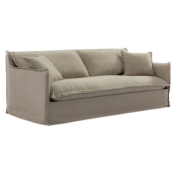 Cove 3 Seater Slip Cover Sofa - Taupe Linen