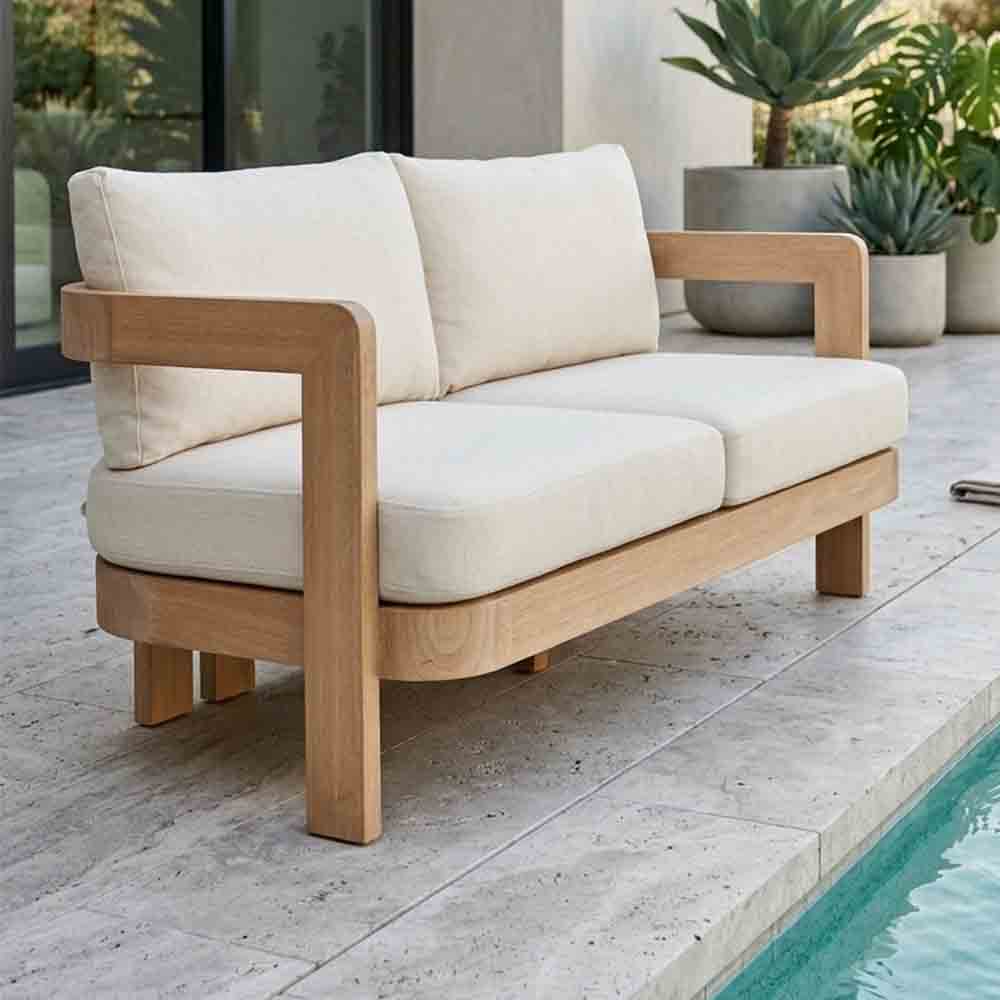Cronulla 2 Seater Eucalyptus Timber Outdoor Sofa