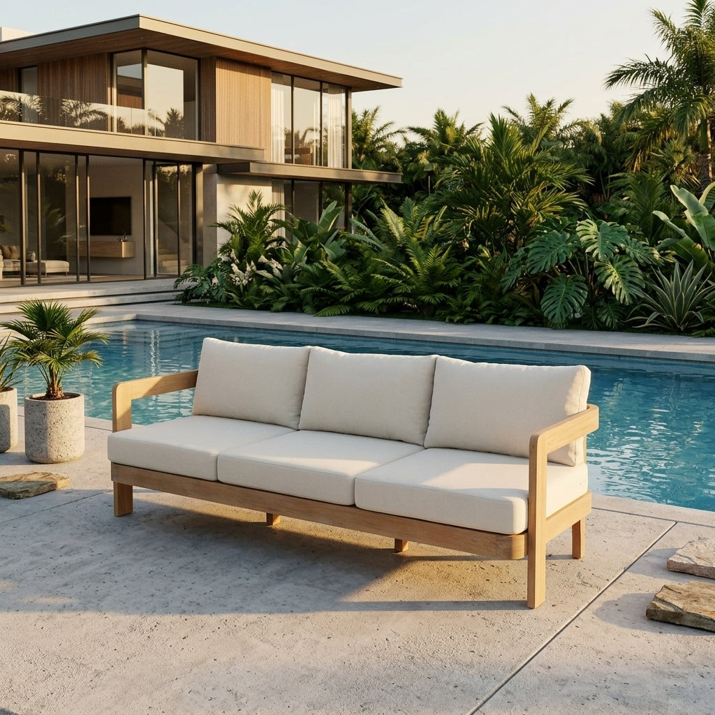 Cronulla 3 Seater Eucalyptus Timber Outdoor Sofa