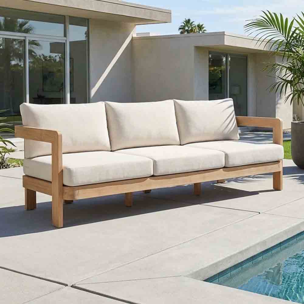 Cronulla 3 Seater Eucalyptus Timber Outdoor Sofa