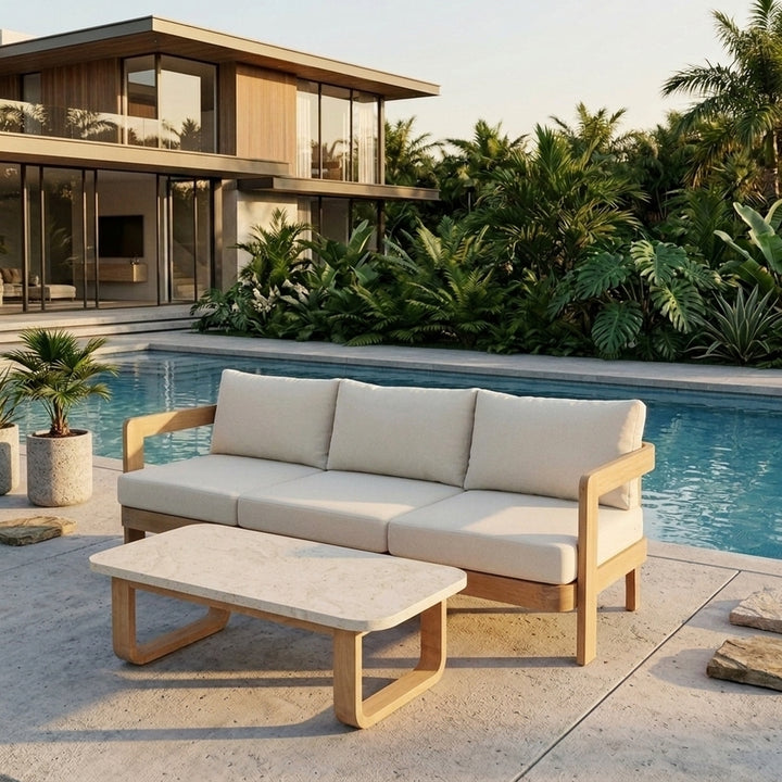 Cronulla 3 Seater Eucalyptus Timber Outdoor Sofa
