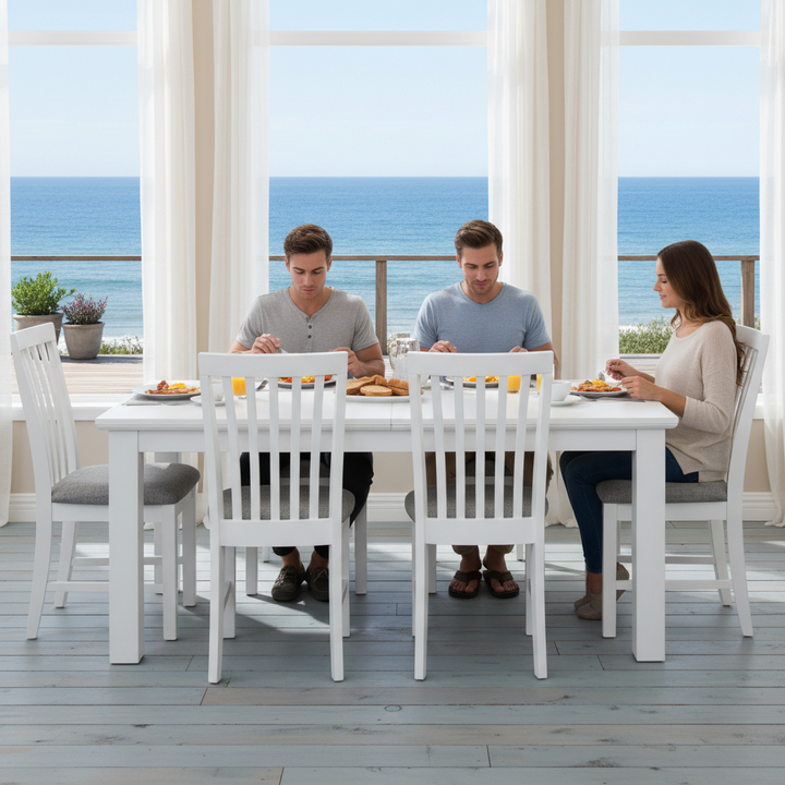 Crowther Acacia Wood 7 Piece Timber Dining Package