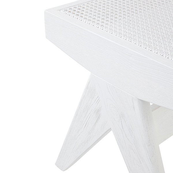 Cuban Rattan Bench Ottoman - White