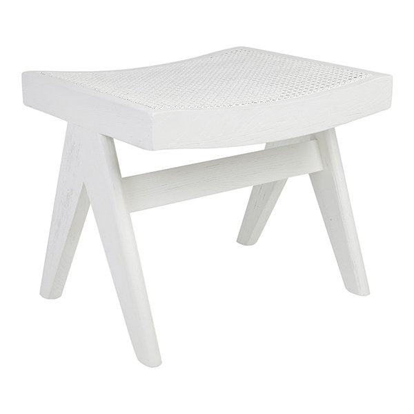 Cuban Rattan Stool - White