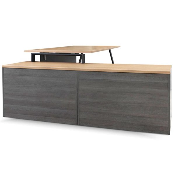 Cuevas 1.8m Left Return Office Desk - Black with Natural Top