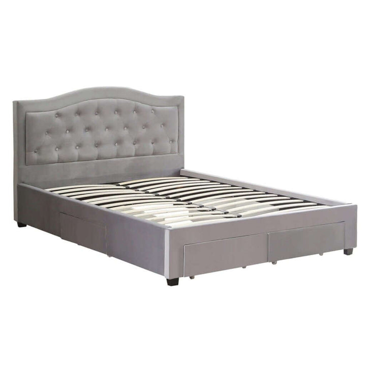 Daiyu Velvet Queen Bed with Drawers