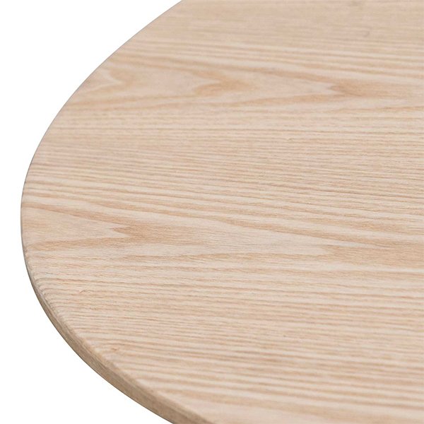 Polly Round Wooden Dining Table - Natural Top and Black Base