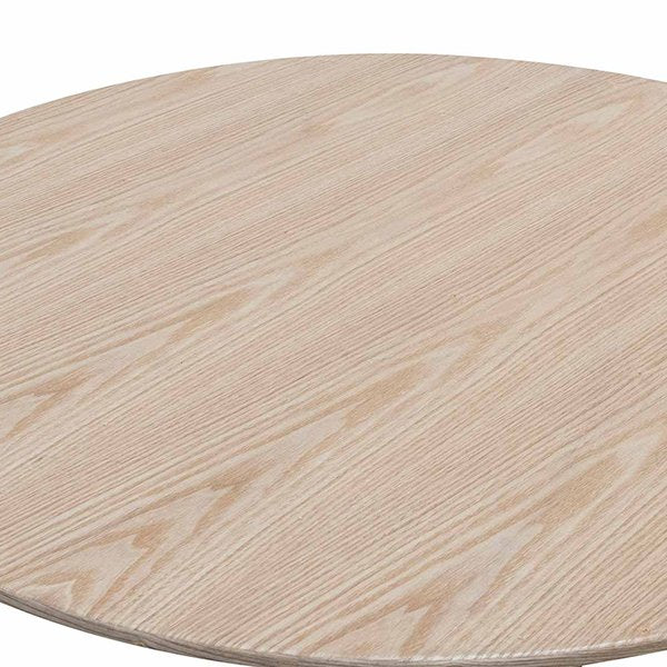 Polly Round Wooden Dining Table - Natural Top and Black Base