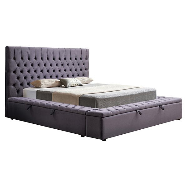 Dark Grey Chester Velvet Bed Frame - Queen