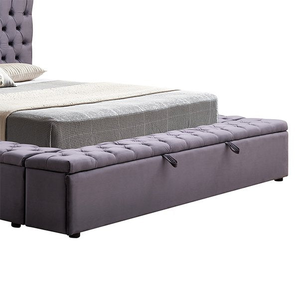 Dark Grey Chester Velvet Bed Frame - Queen