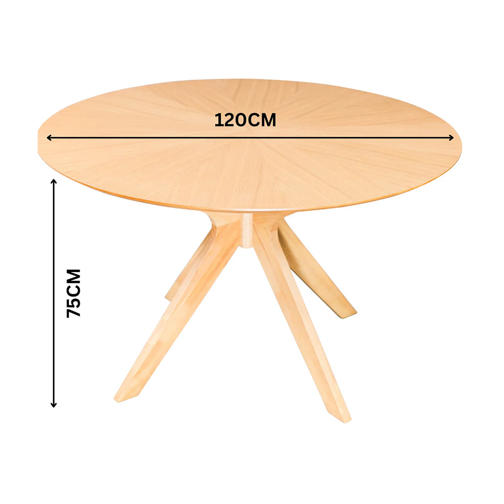 Darrel 1.2m Round Wooden Dining Table - Natural