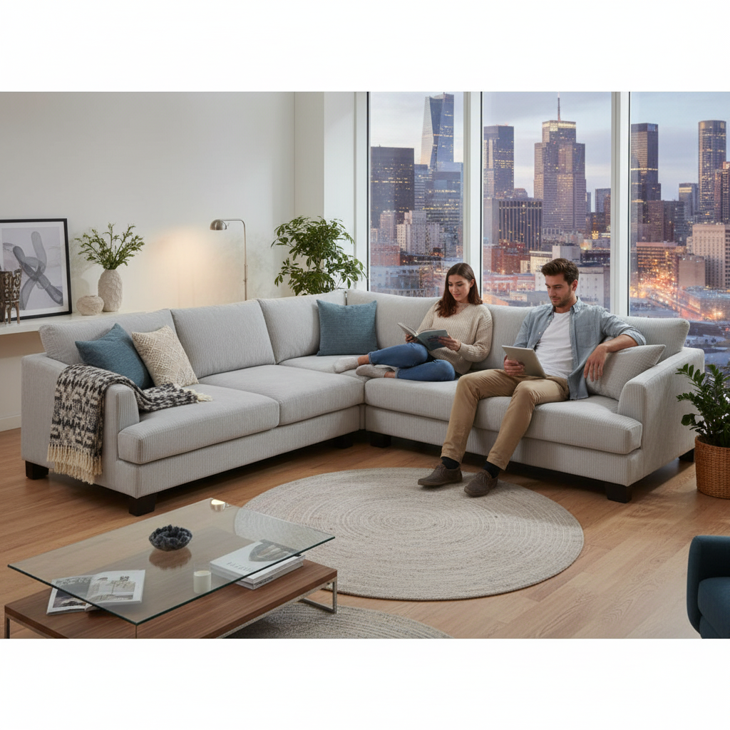 Dayton Corner Fabric Comer Sofa - Grey