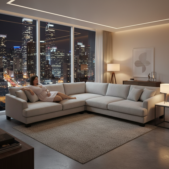 Dayton Corner Fabric Comer Sofa XL - Grey