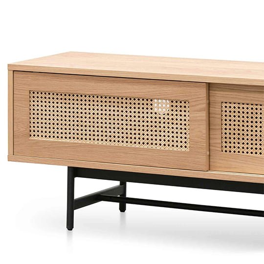 Debora 2m Natural Oak TV Entertainment Unit - Rattan Doors