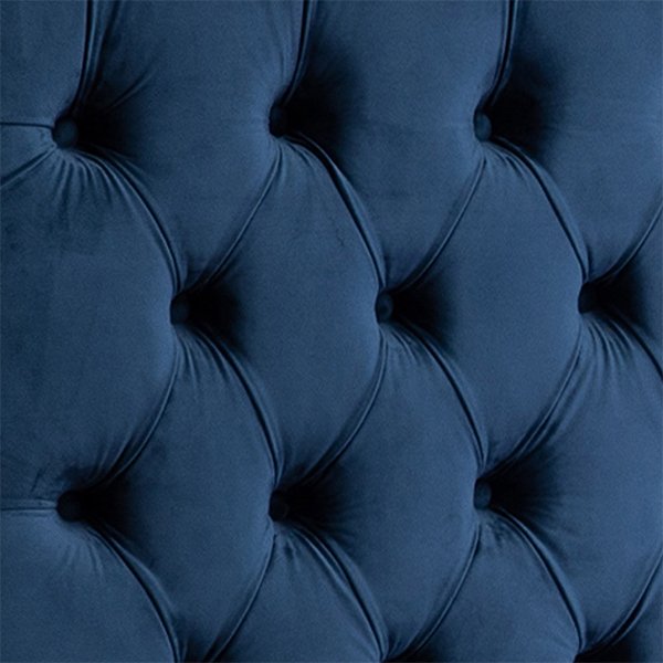 Deep Blue Chester Velvet Bed Frame - Queen