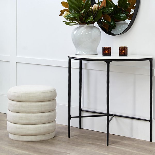 Demi Stool - Off White Linen