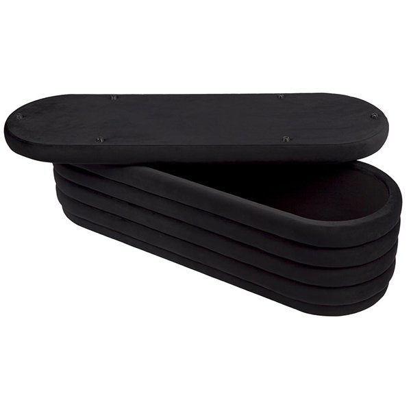 Demi Storage Bench Ottoman - Black Velvet