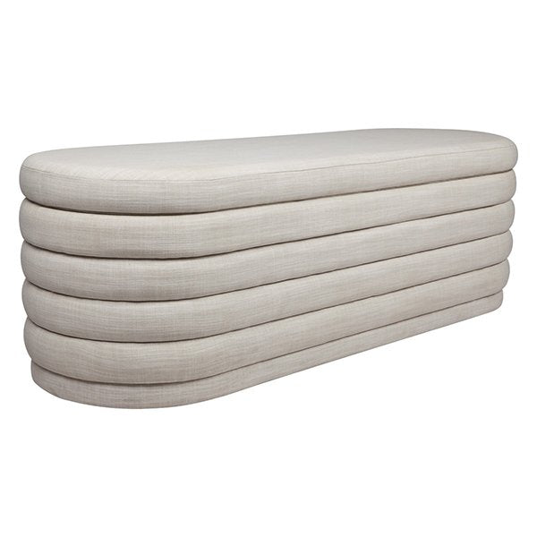 Demi Storage Bench Ottoman - Off White Linen