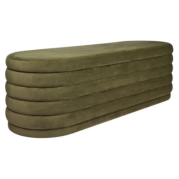 Demi Storage Bench Ottoman - Olive Velvet