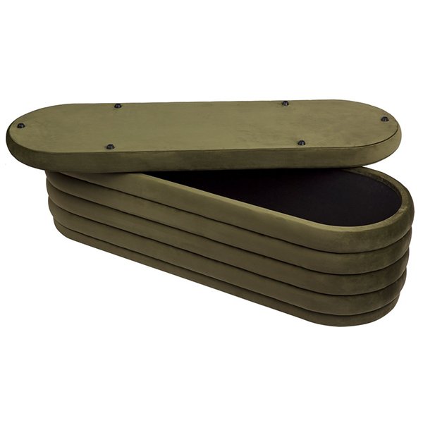 Demi Storage Bench Ottoman - Olive Velvet