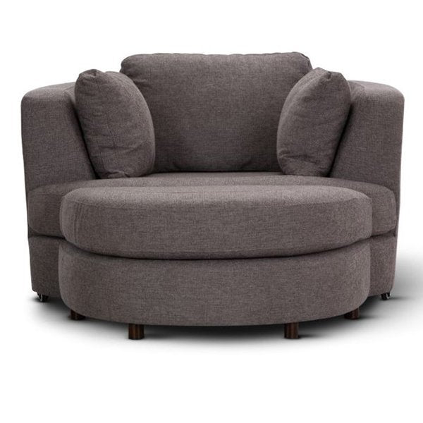 Cuddle Swivel Armchair + Ottoman - Grey