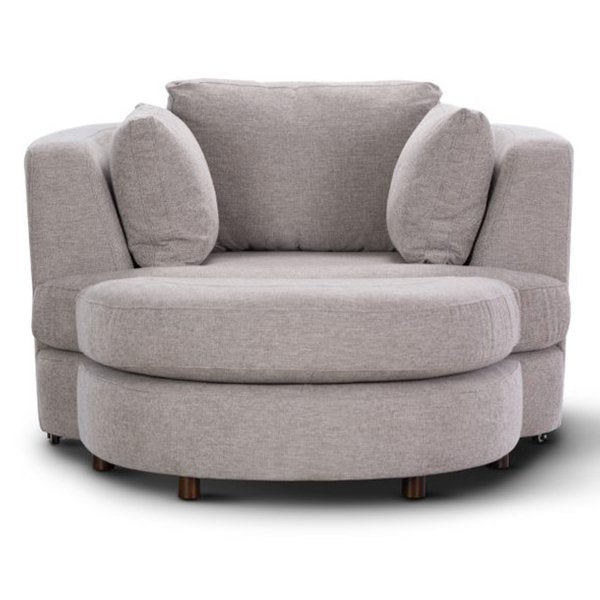 Denham Swivel Armchair + Ottoman - Steel