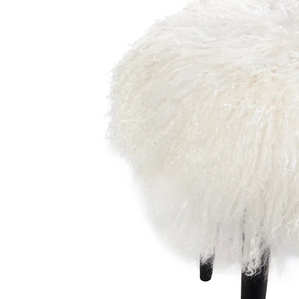 Dixie Stool - White Mongolian Fur