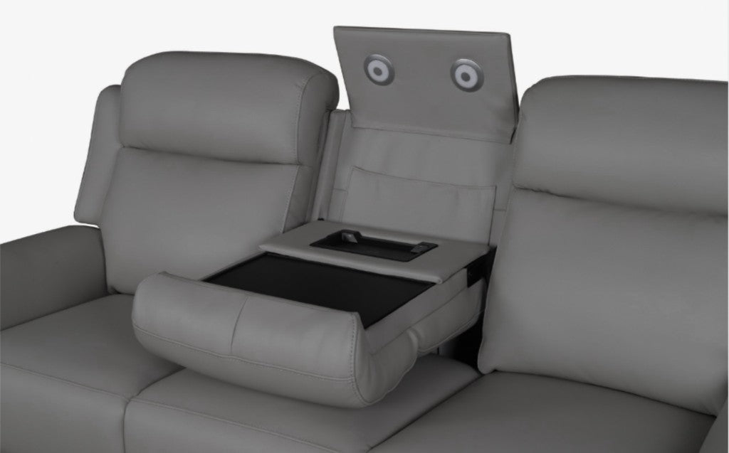 Doomben Premium Leather 3 Seater Sofa - Dark Grey