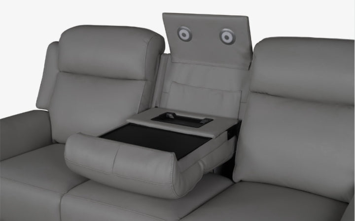 Doomben Premium Leather 3 Seater Sofa - Dark Grey