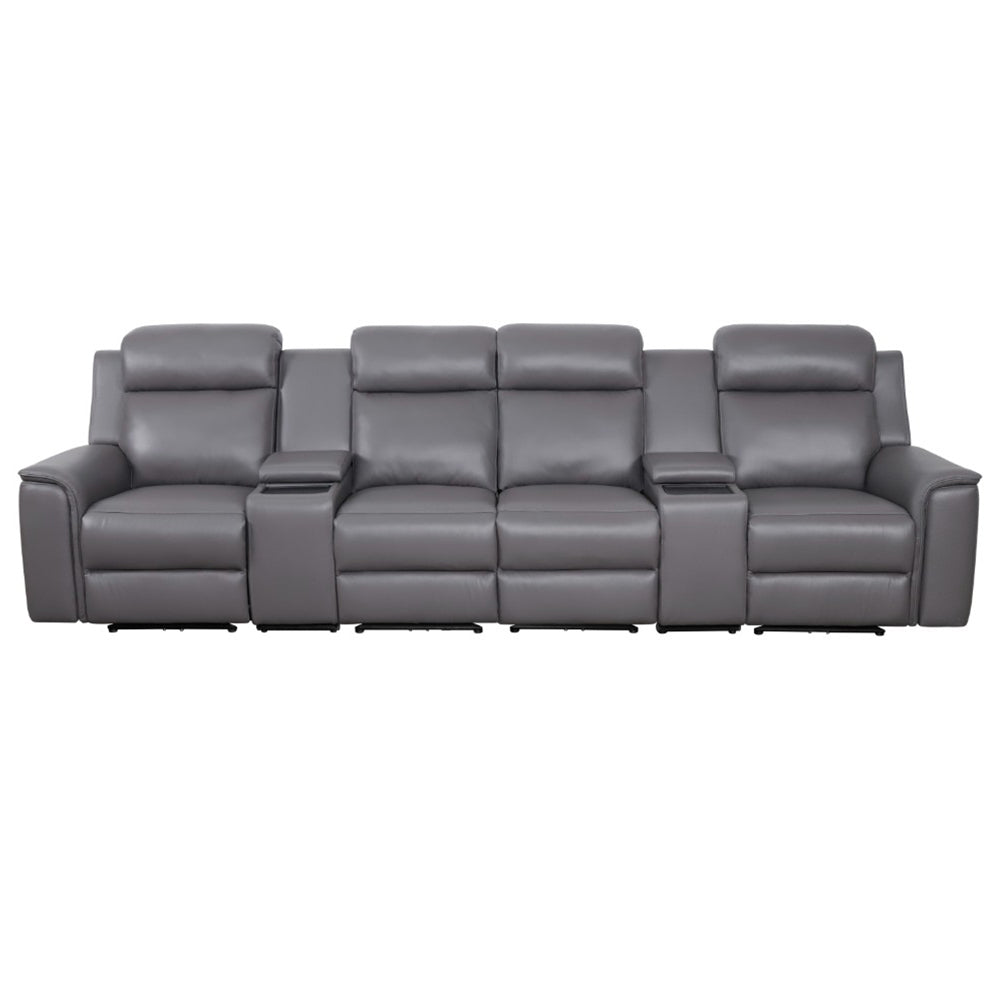 Doomben Premium Leather 4 Seater Home Theatre - Dark Grey