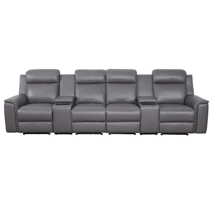 Doomben Premium Leather 4 Seater Home Theatre - Dark Grey