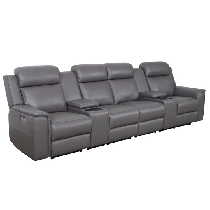 Doomben Premium Leather 4 Seater Home Theatre - Dark Grey