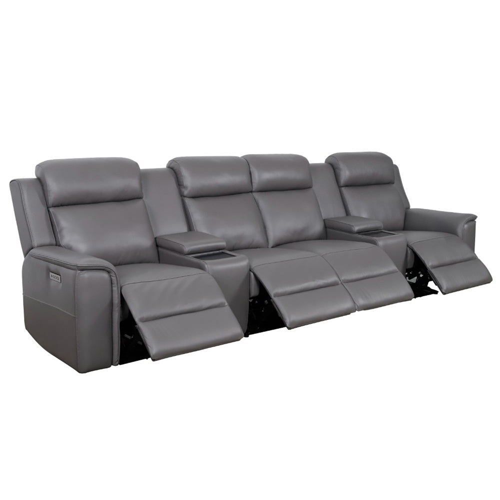 Doomben Premium Leather 4 Seater Home Theatre - Dark Grey