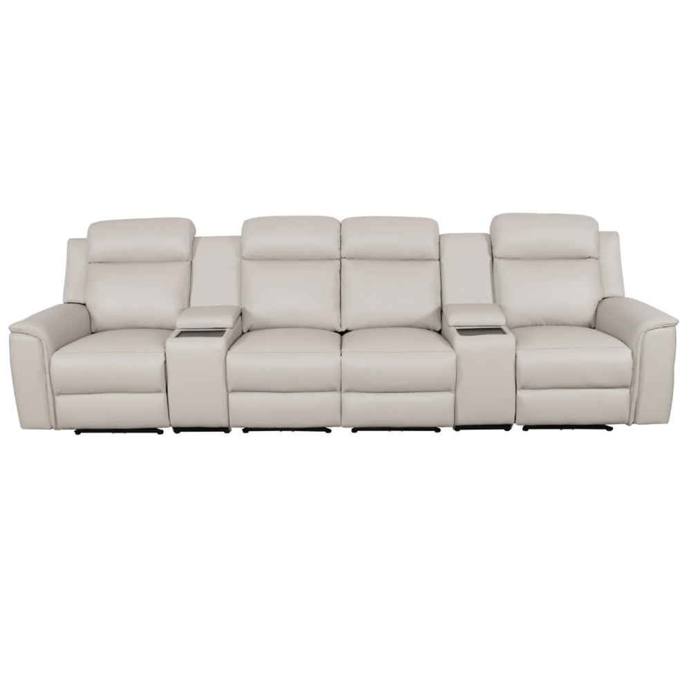 Doomben Premium Leather 4 Seater Home Theatre - Light Grey