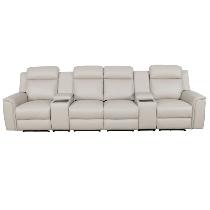 Doomben Premium Leather 4 Seater Home Theatre - Light Grey