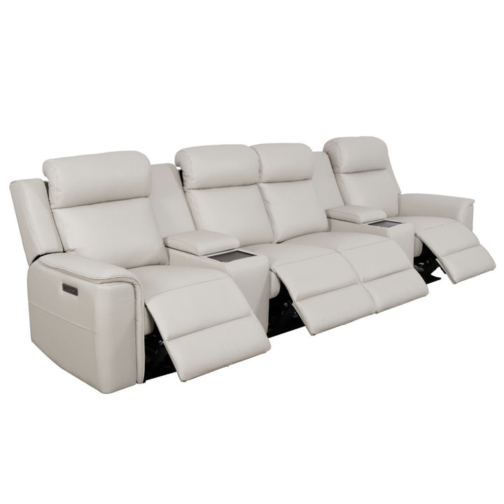 Doomben Premium Leather 4 Seater Home Theatre - Light Grey