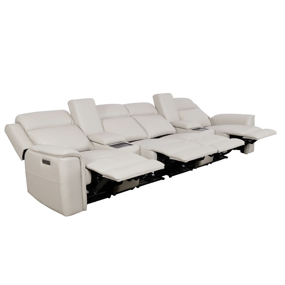 Doomben Premium Leather 4 Seater Home Theatre - Light Grey